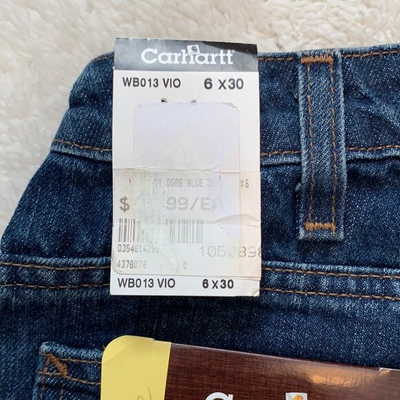 Carhartt for Women Washed Denim Dungaree Blue Jeans 6 x 30 Cargo NWT - Picture 6 of 9